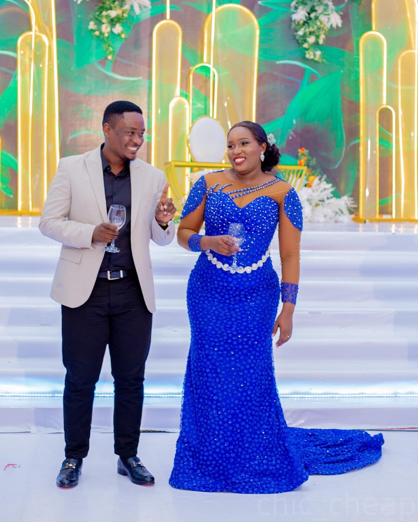Royal Blue Mermaid Prom Dresses 2025 Beaded Rhinestones Full Sleeves Evening Formal Party Second Birthday Engagement Gowns Plus Size Dress For Special