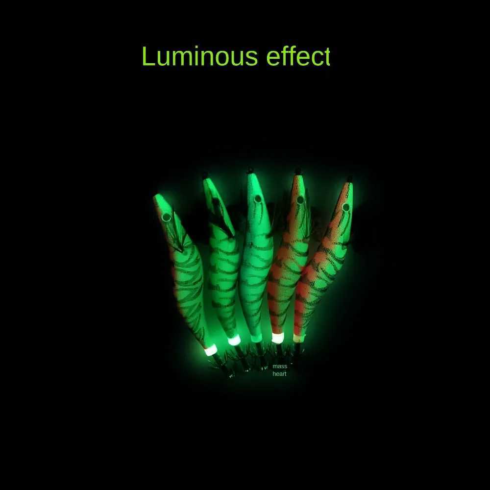 5PCS 12g 14.5g 19.9g Fishing Lure Artificial Squid Hook Jigs Noctilucent Squid Cuttfish Jigs Lures Spinneait Wood ShrimpXJ241128