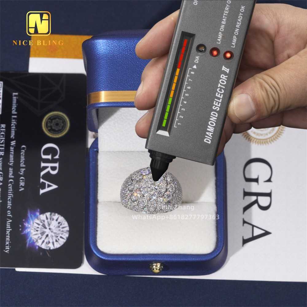 Factory Price Moissanite Cluster Hip Hop Rings 925 Silver Engagement Bands Men Fashion Pinky Rings