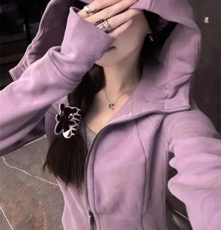 American yoga clothing pink sports hooded sweatshirt for women autumn slimming n niche girl cardigan zipper jacket 241205