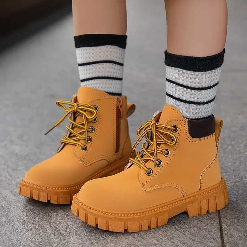 British Sle Boy Ankle Boots Autumn Retro Versatile Kids Shoes Soft Leather Pink Girls Boots Fashion Children Sneaker Size26-37XJ241206