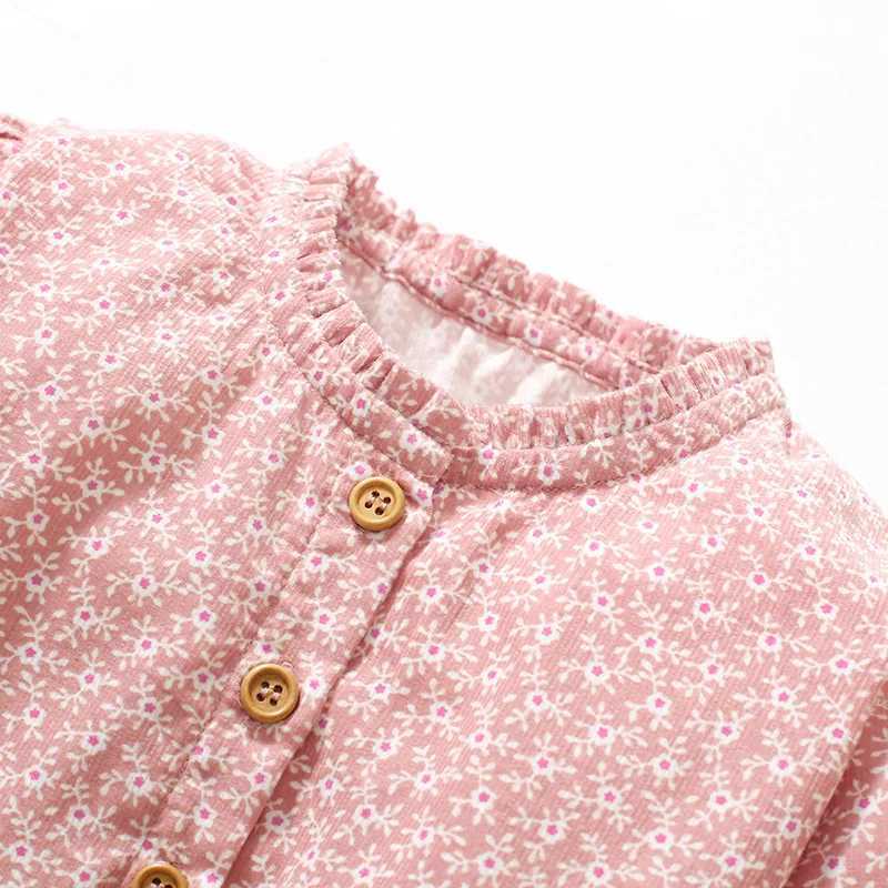Casual Skirt Girl Dress Autumn Pink Floral Sle 100 Cotton Long-sleeved Childrens Skirt Princess Skirt Outer Wear Simple SleXJ241206