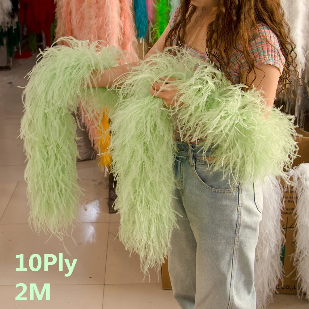 10 Ply High Quality Ostrich Feather Boa 2-meter Natural Ostrich Plumas Decorative Scarf for Clothing Sewing Decoration Boas 241206