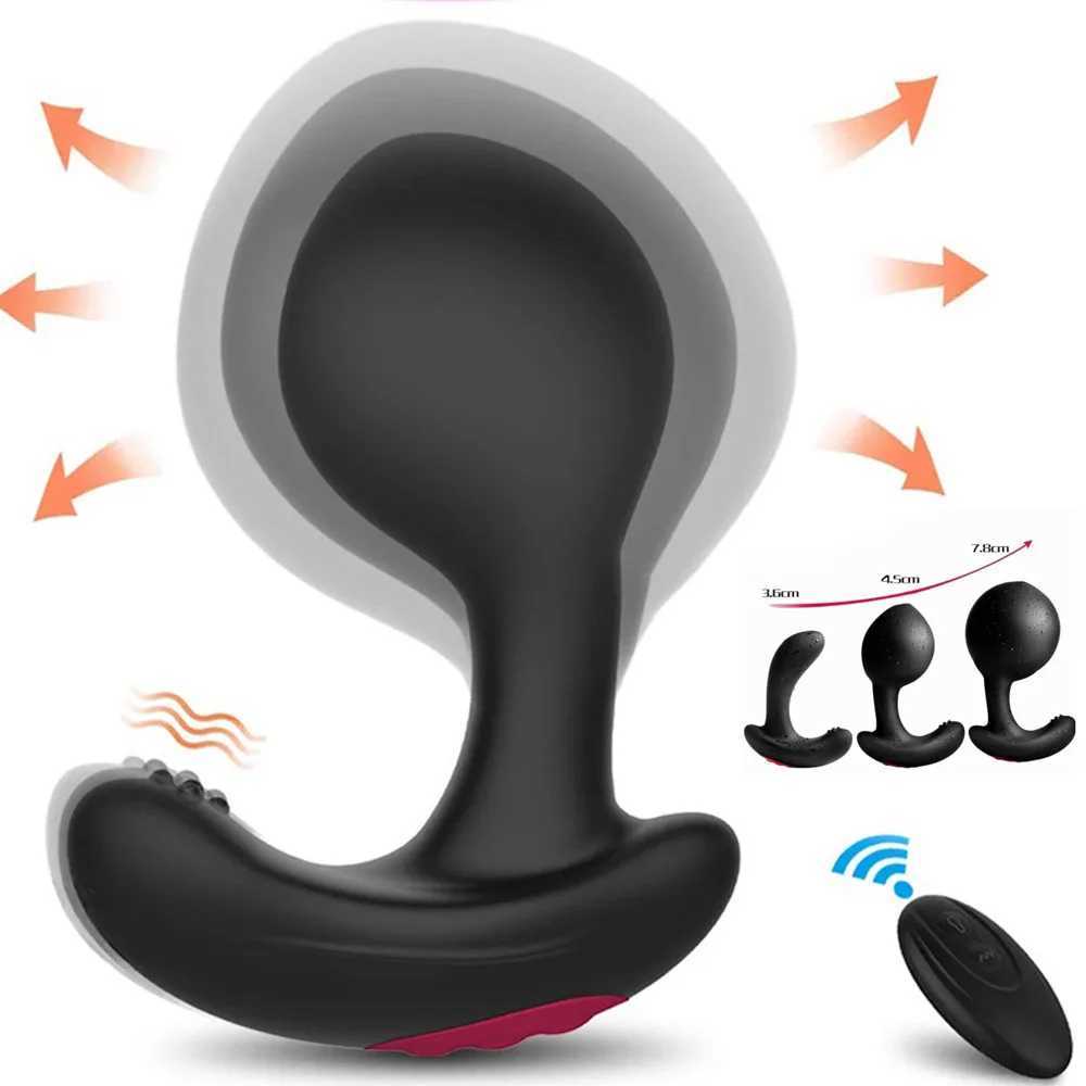 Wireless Remote Control Male Prostate Massage Vibrator Inflatable Anal Plug Expansion Vibrating Anal Sex Toys For Men WomanXJ241206
