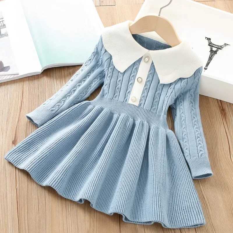 Girl Dress Winter Knitting Sweater Dress Autumn Long Sleeve Princess Dress Vestidos Warm Toddler Girl Clothes Kid Clothing XJ241206
