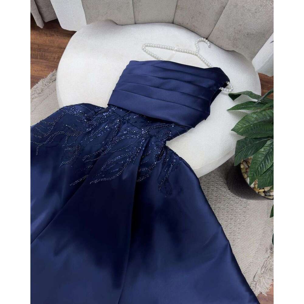Customized One Shoulder Prom Sleeveless Pleated Beadings or Length Party Gowns Evening Dresses