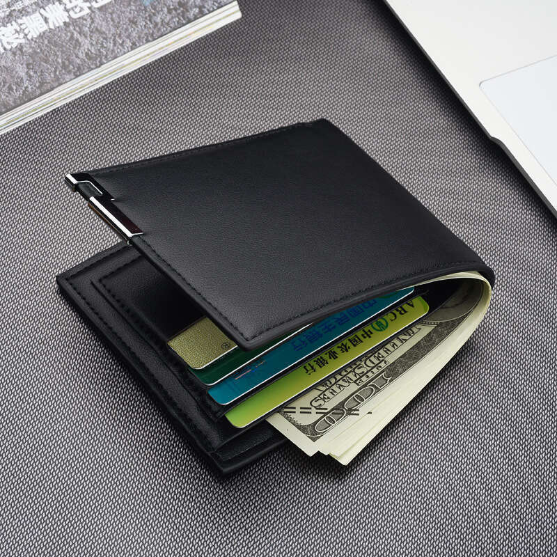 New Short Wallet With Iron Edge, Korean Version, Youth Men's Horizontal Wallet, Trendy Card Bag Wholesale
