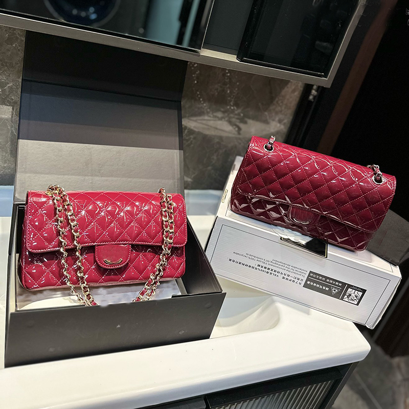 Cf Shiny Patent Chains Women Shoulder Luxury Designer Handbag cm Leather Clamshell Diamond Gold Sliver Cc Buckle Cross body Bag Fashion Totes Wallets