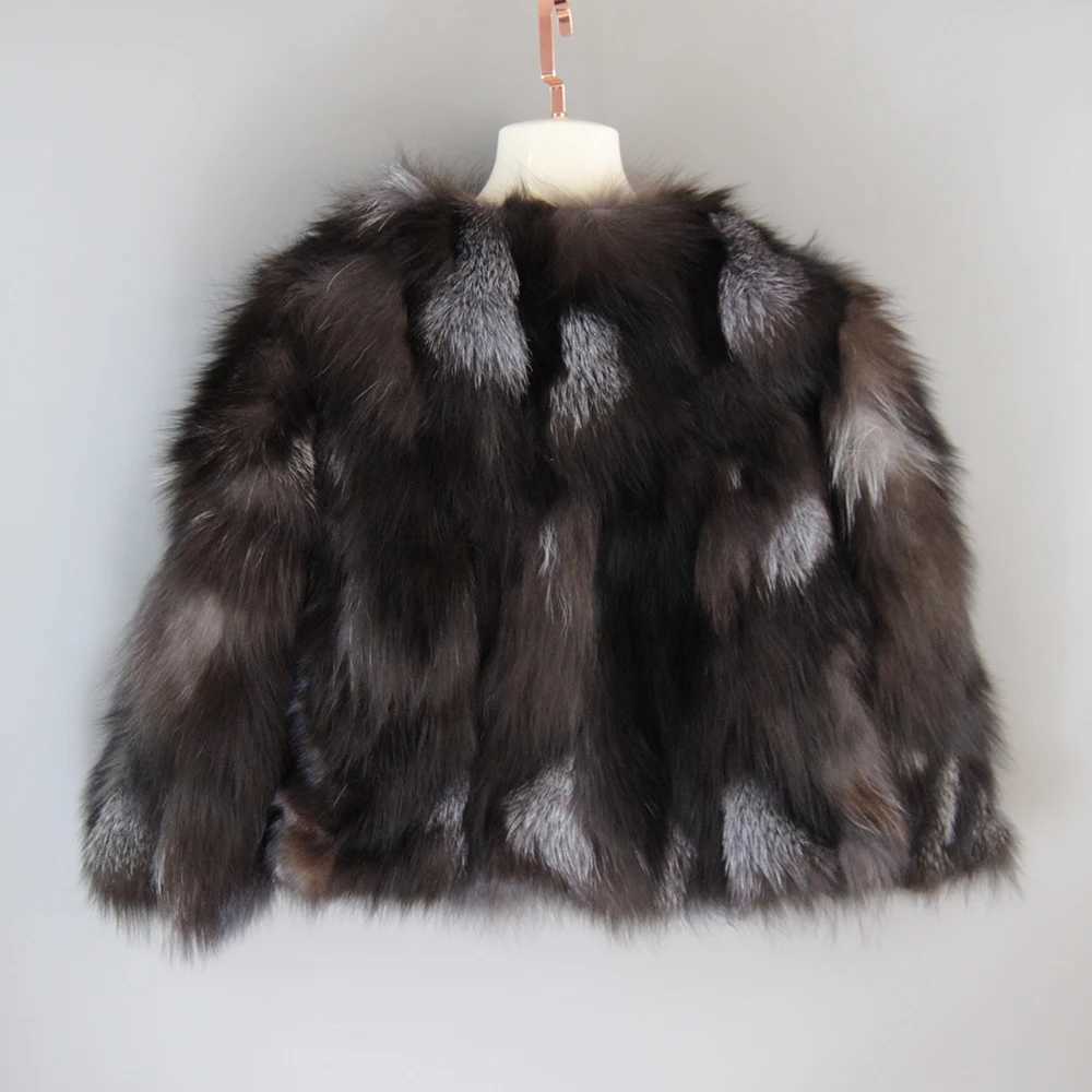 Brand Hot Sale Fashion Real Fur Coat Short Style Women Winter Real Silver Fur Coats Ladies Warm 100% Natural Fur JacketXJ241206