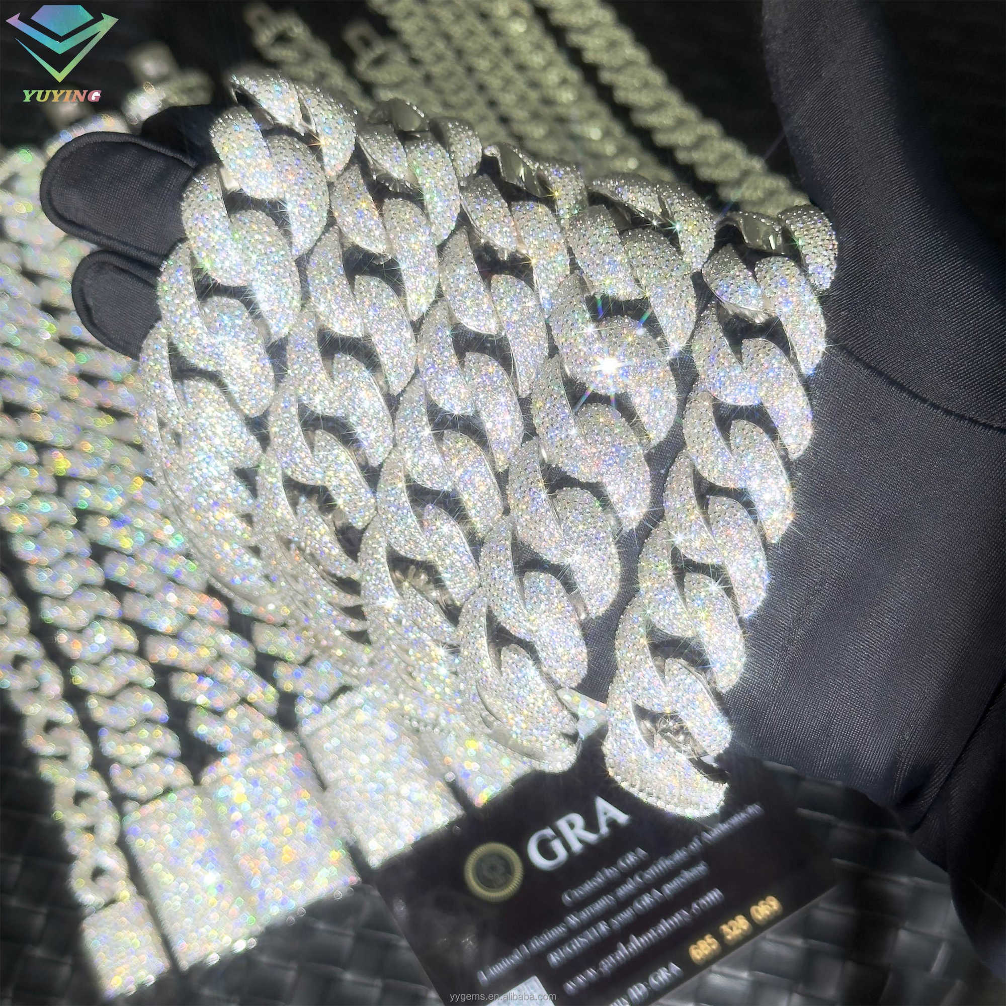 Hip Hop iced out 20mm 22mm Moissanite Bracelet Jewelry 925 Sterling Silver Men Bracelet VVS Moissanite Cuban Link Bracelet