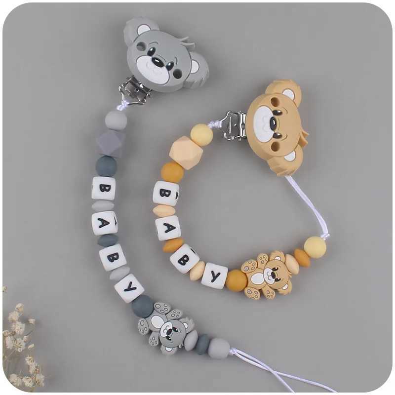 Pacifier Holders Clips# Baby Handmade Personalized Name Clips Cartoon Silicone Beads Pacifier Chain for Teether Nursing Toys Nipple Dummy Holder Chain