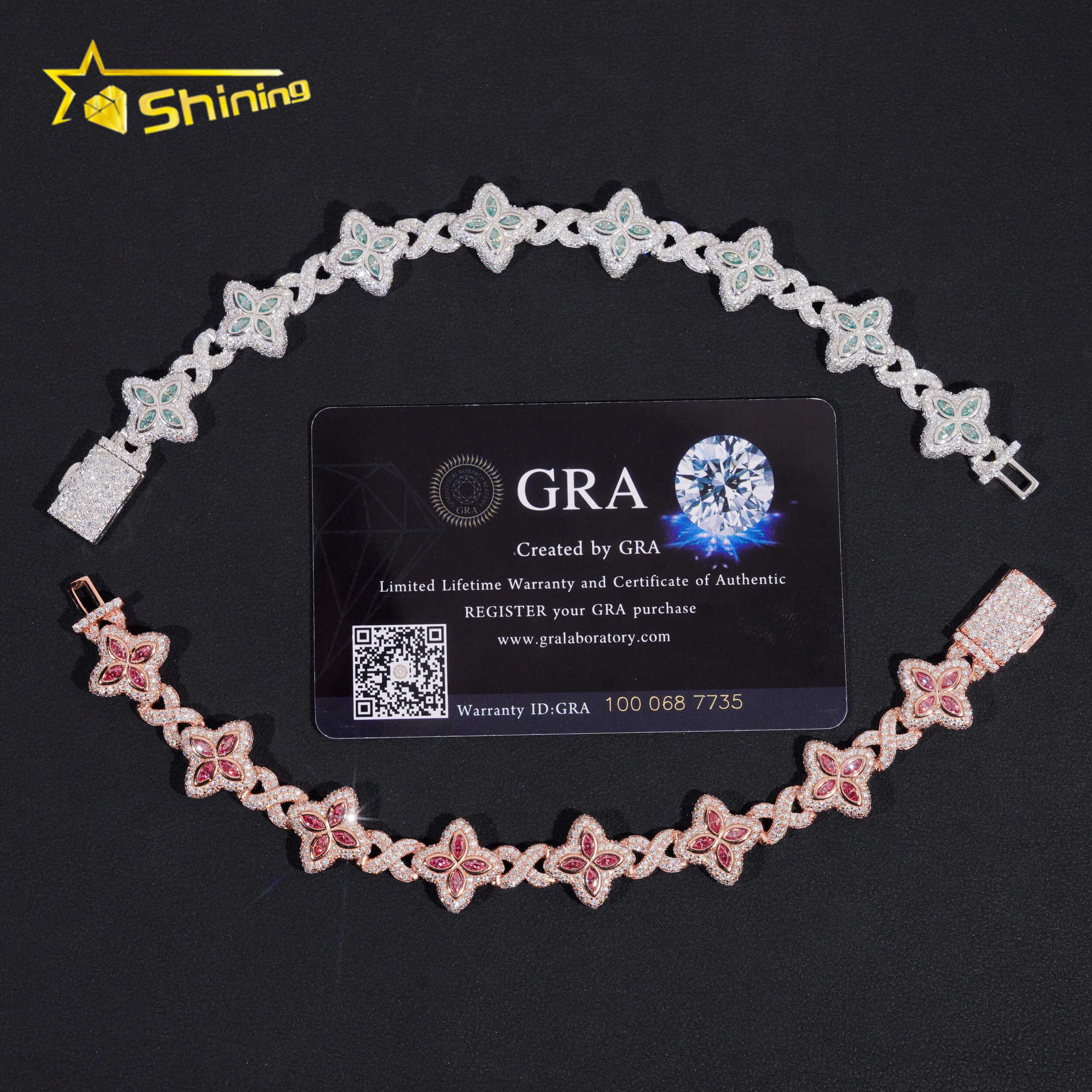 New Design Iced Out Colors Moissanite Cuban Link Chain Sterling Silver 925 Moissanite 15mm Bracelets Hip Hop Mens Jewelry