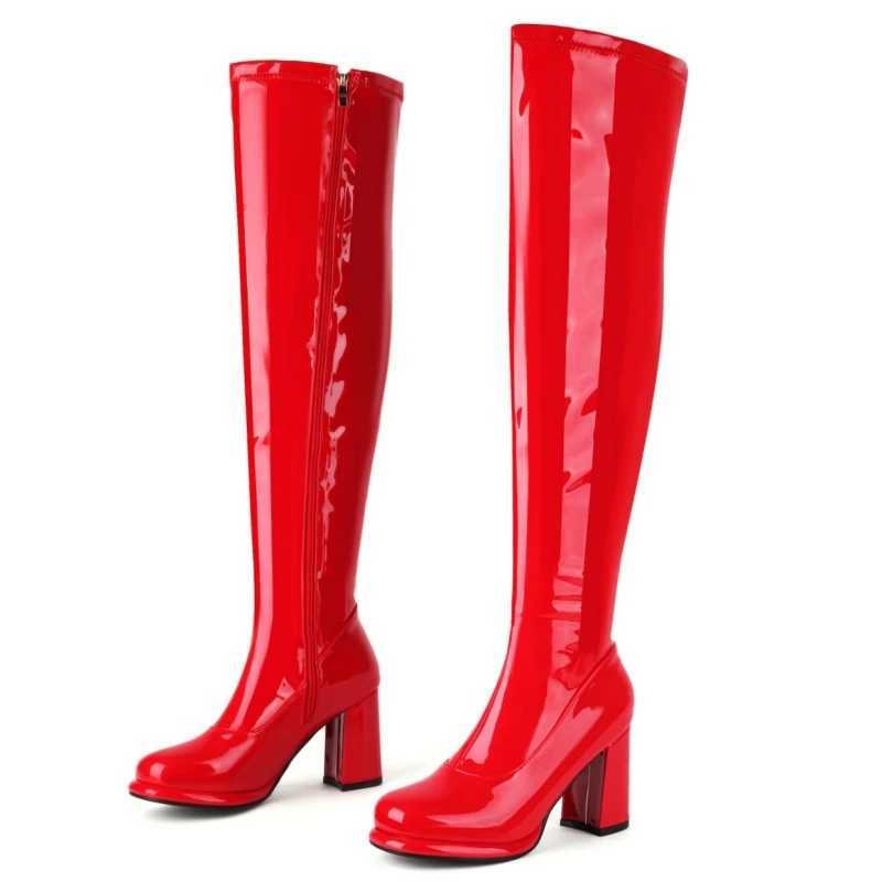 High Quality Eegant Over The Knee High Boots Wen Sexy Block Heel Party Dance Winter Shoes Women Sier Gold Thigh High Boot Big Size T241206