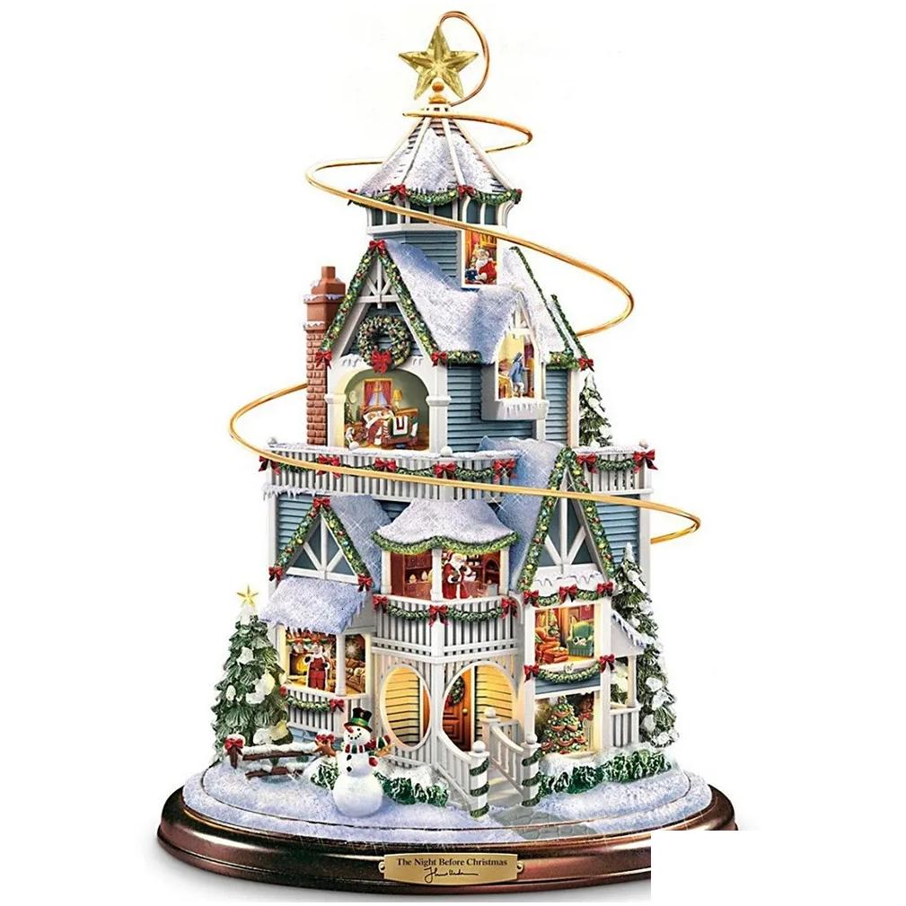 Christmas window stickers Favors Event Christmas Tree Rotating Sculpture Train Decorations Paste Window Stickers Winter Room Home Decor free shipping