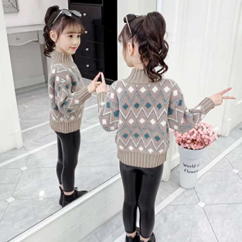 Cardigan Girls sweaters thickened wool and autumn 2023 winter new childrens clothing fashion girls baby sweaters 4 5 6 7 8 9 10 12 Q241205