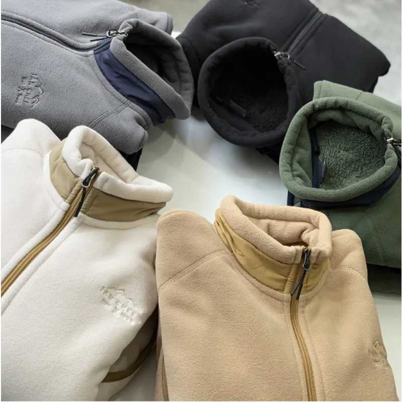 Autumn/Winter Mens giant warm Lamb wool jacket High quality thick warm stand collar solid color base jacket size 2XLXJ241206