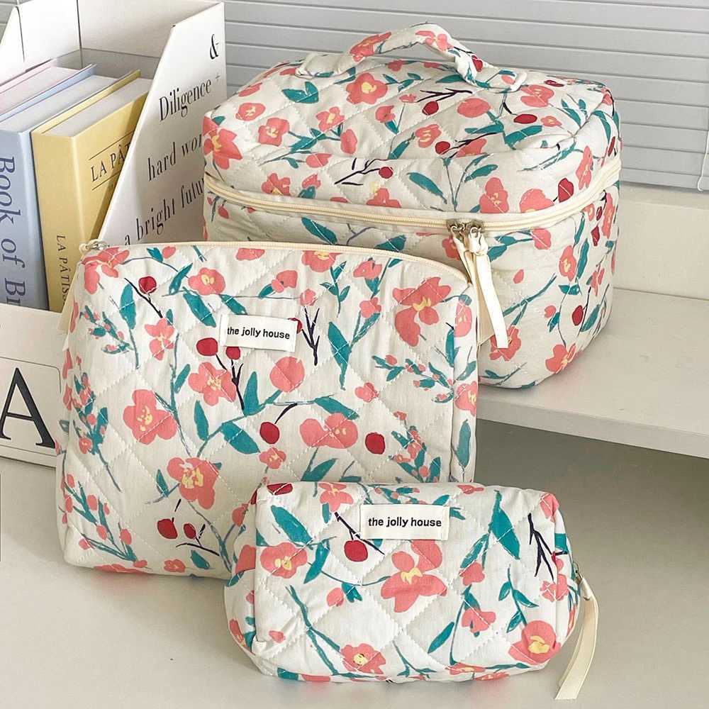 Fi Flower Quilting Womens Cosmetic Bag Portable Tote Cott Makeup Storage Pouch Cute Toiletry Make Up Travel Bag For GiftXJ241206