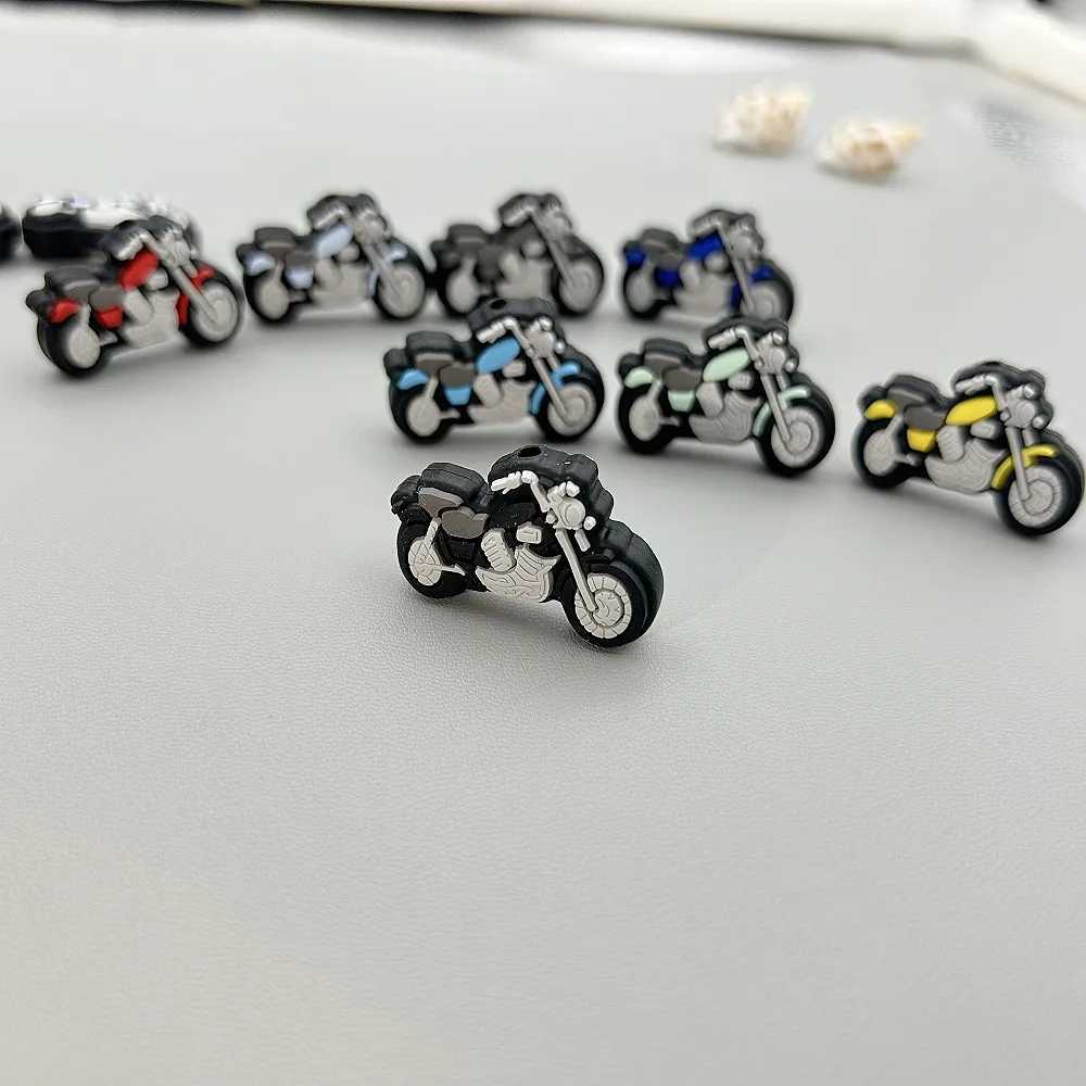 Pacifier Holders Clips# Best Gifts 10PC/lot Baby Silicone Motorcycle Beads DIY Teething Pacifier Chain Necklaces Accessories Safe Nursing Chewing Kawa