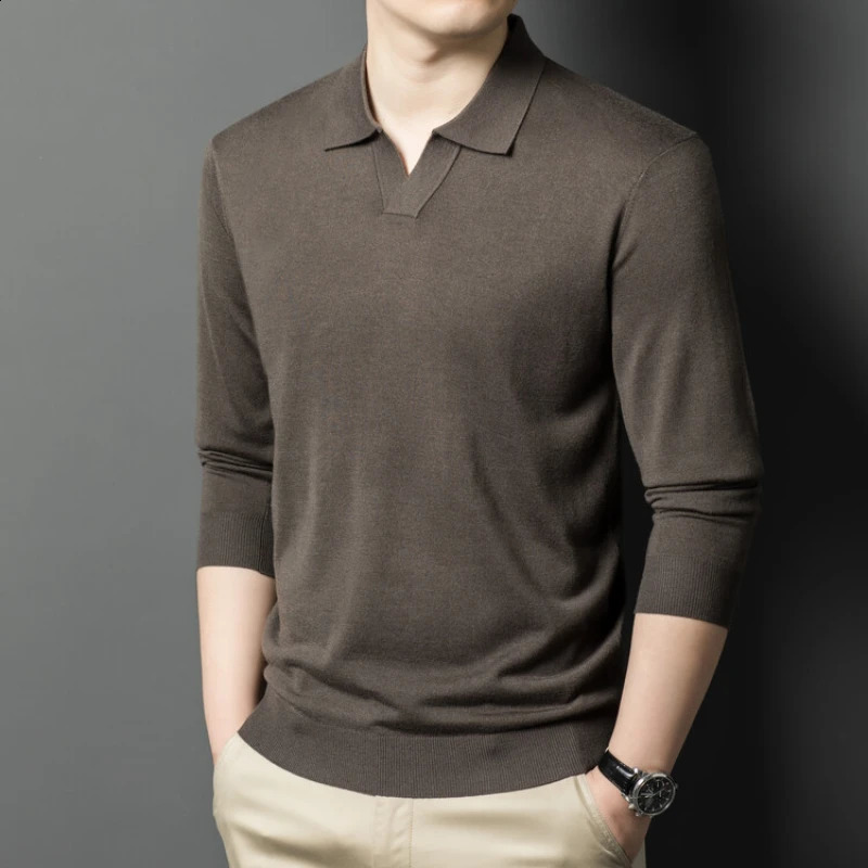 Mens V-neck camisole sweater business casual polo warm with wool. Cashmere sweater. High quality mens clothing 241204
