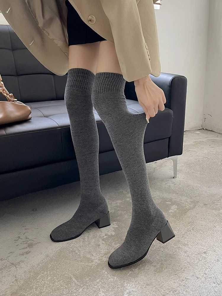 High Quality Warm shoes autumn sexy high H high sexy boots warm round toes winter shoes knee T241206