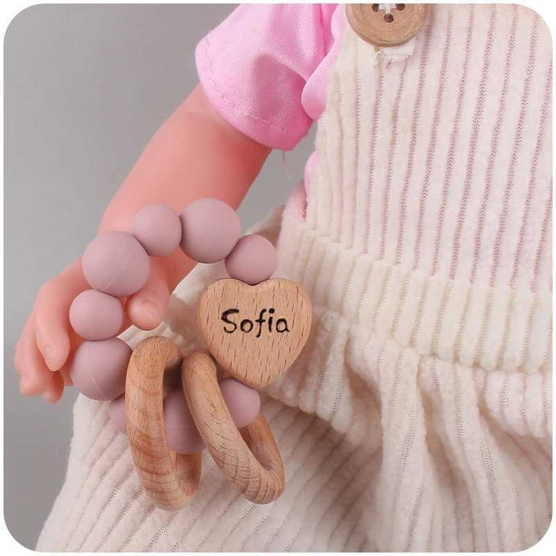 Pacifier Holders Clips# Personalized Customized Name Baby Pacifier Clips Chains Teething Bracelet Toy DIY Beech Wood Silicone Beads Dummy Nipple Holde