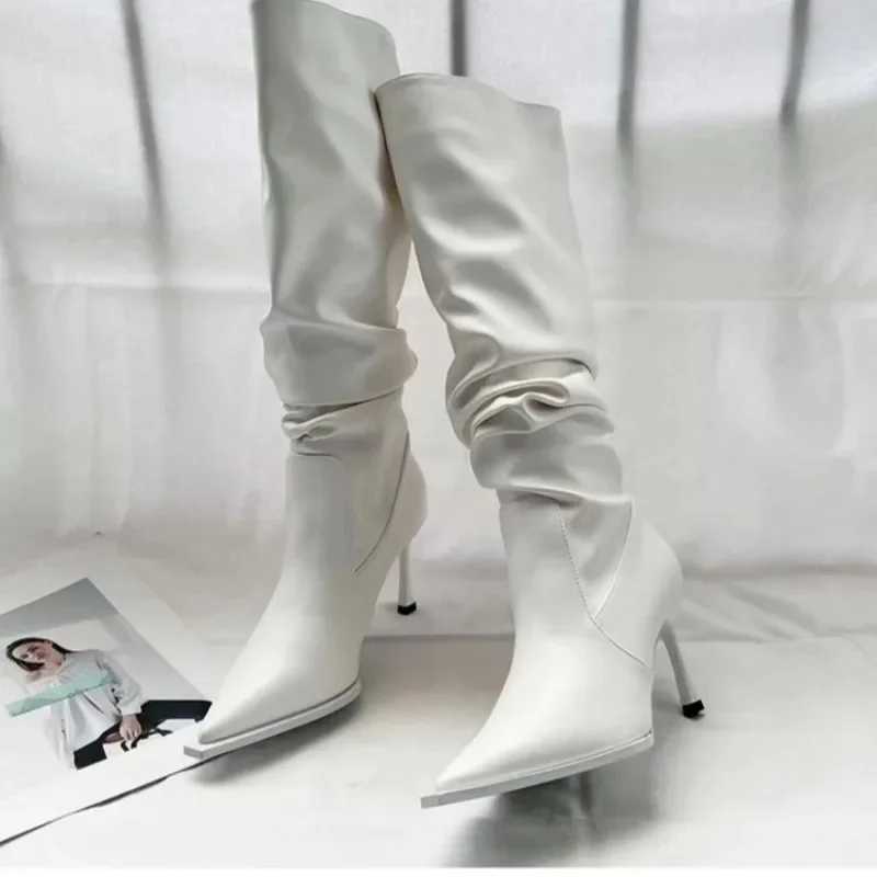 High Quality Wens Shoes Hot S Sle Wens Boots Winter Pointed Toe Solid Sexy Executive Stiletto or Thin H-Fi Boots T241206