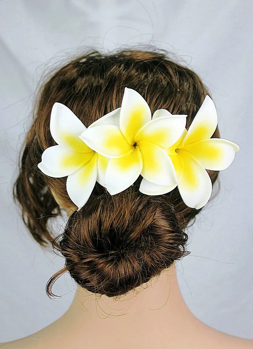 Free delivery HM1029 24 pieces/batch 8 colors 18x8CM foam Plumeria hairpin female hairpin Hawaiian tropical flower wholesale 241205