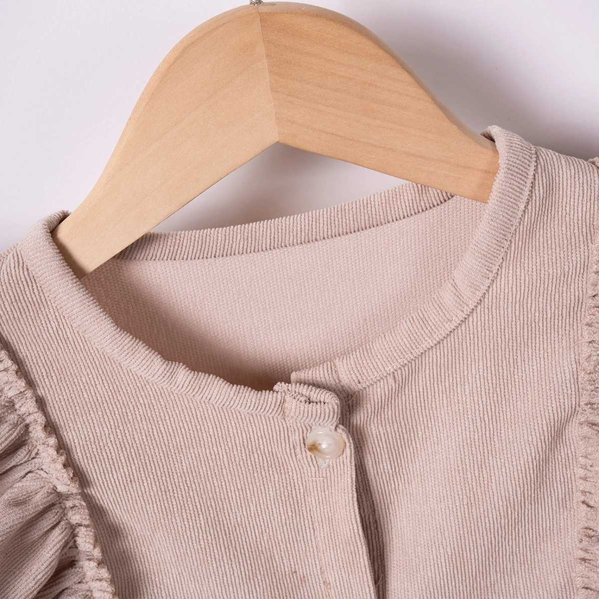 Baby Girl Autumn Dress Ruffle Edge Long Sleeve Round Neck Dress Solid Color Casual Girls Wear for Daily or ParXJ241206