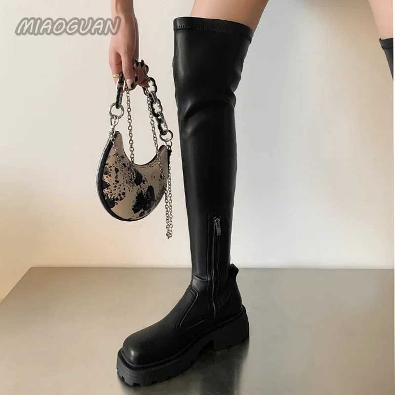 High Quality Thick soled warm over knee boots thick high boots for winter new Fem Lg boots platform thick H womens autumn shoes T241206