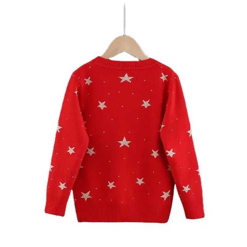 Cardigan 2022 Ins Winter Girls Sweater Star Sweater Knitted Childrens Clothing Q241205