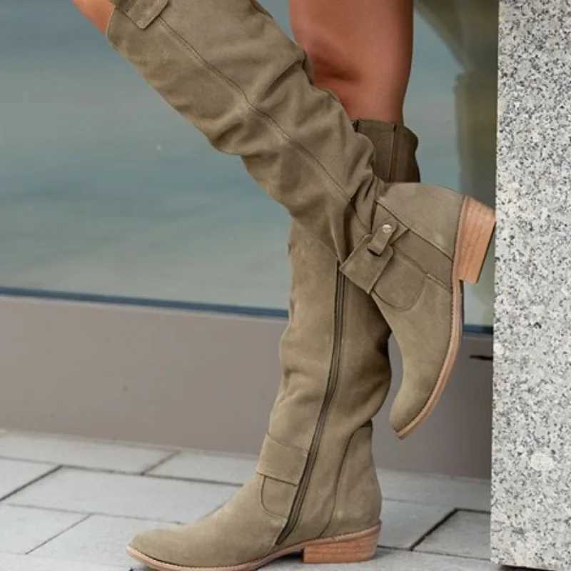 High Quality Autumn and Winter Warm Boots New Product Low Heel Side Zipper 40-43 Suede High Barrel Warm Boots Platform Shoes T241206