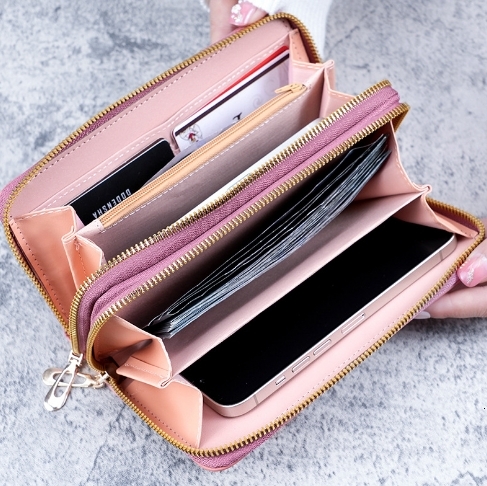 Wallet Women 2024 New Long Style Women's Handheld Korean Edition Casual Phone Bag Double Zipper Wallet Large Capacity Card Bag #9 swissmilitary