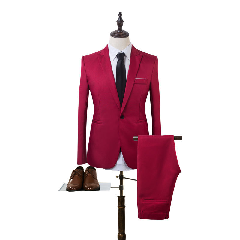 M9241Solid color business casual suit two piece wedding suit groomsmen suit