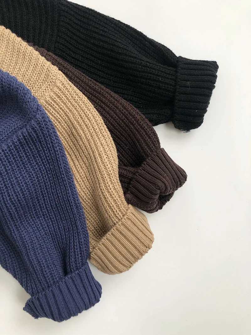 Cardigan Milan Kerr Autumn New Childrens Sweater 1-6Y Boys Loose Sweater Top Girls Knitted Pullover Childrens Solid Color Casual Coat Q241205