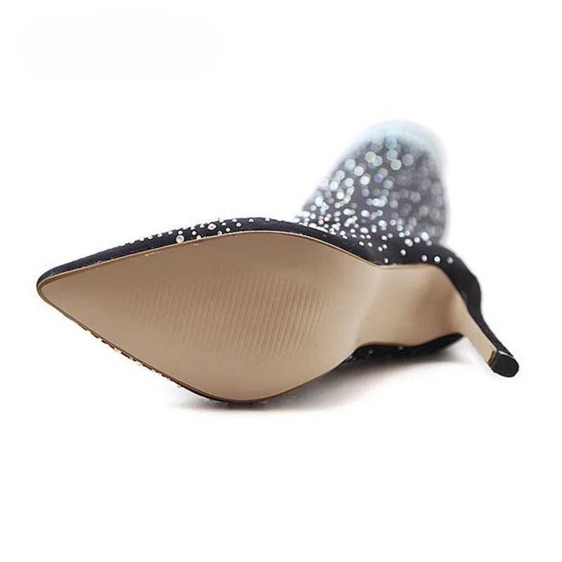 High Quality Sexy high H socks knee boots Pointed Toe Design crystal Rhine stretch fabric Pole Dancing Wen Shoes T241206