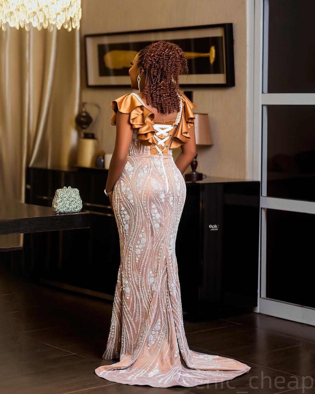 Gold Ivory Mermaid Prom Dresses 2025 Lace Spaghetti Vintage Evening Formal Party Second Birthday Engagement Gowns Plus Size Dress For Special Occasion