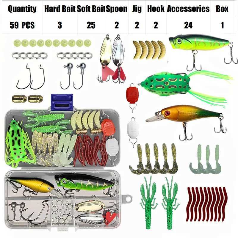 Fishing Lure Set 18/21/59/142pcs Mixed VIB Lure Kit Soft Lure Minnow Popper Hooks All Fishing Accory Fresh WaterXJ241128