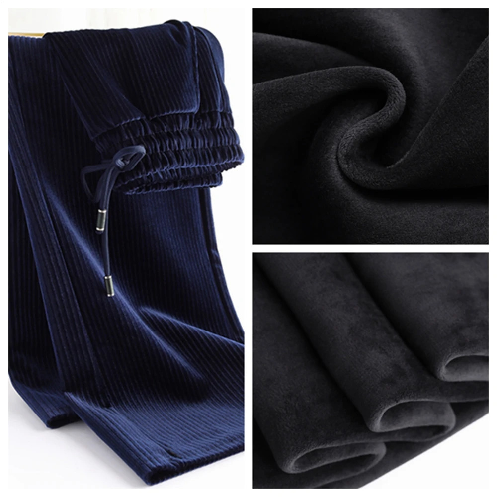 Womens high-quality lace loose swan velvet pants with thick insulation and elasticity high waisted winter velvet wide leg pants 6XL 241202