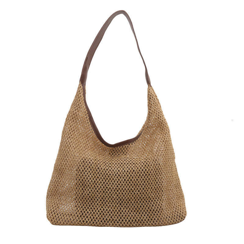 Vintage Tote Straw Woven Large Capacity Underarm Single Shoulder Women's Vacation Style Beach Mother Bag, Fashionable Quality, Classic B4