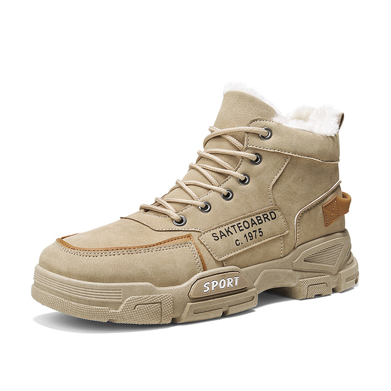 2025 boots for men mens keep warm fluff work mid cotton shoes black white brown grey outdoor casual trainers sneakers 39-44
