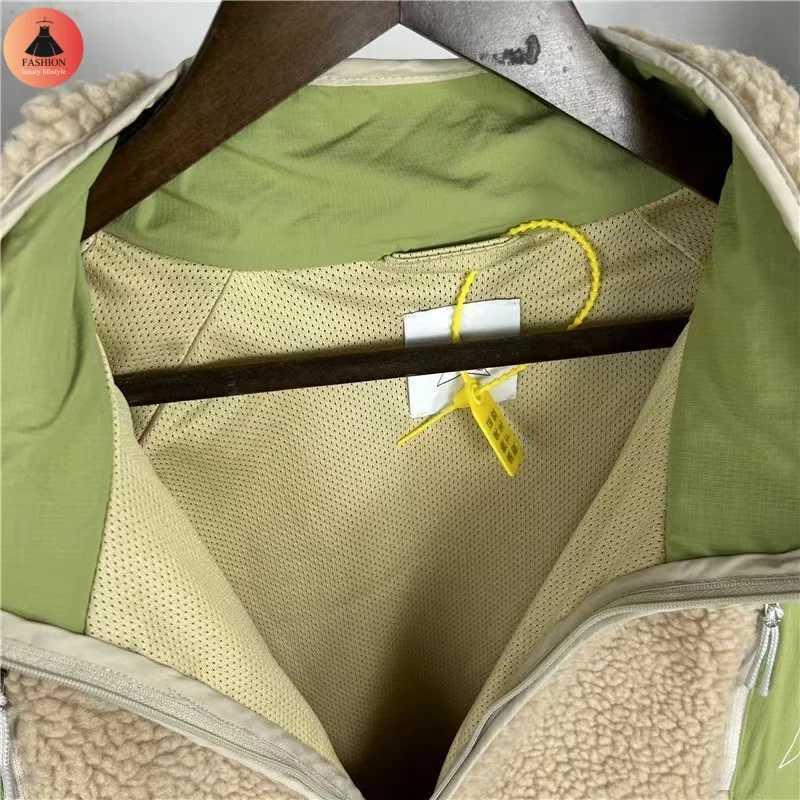 High Version Lamb Plush ROA Splicing Turtleneck Jacket Winter Warm Leisure Loose Coats Men Women Fashion ClothingXJ241206