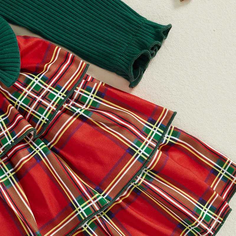 Toddler Girl Winter Dress Cute Bowknot Long Sleeve Plaid Print Princess Dress for Baby Girls Christmas Par OutfitXJ241206