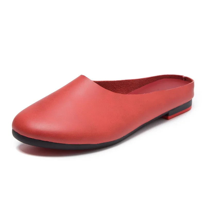 AIYUQI Women Slippers Spring Genuine Leather Women Shoes Big Size Flat Casual Summer Half Slippers Women