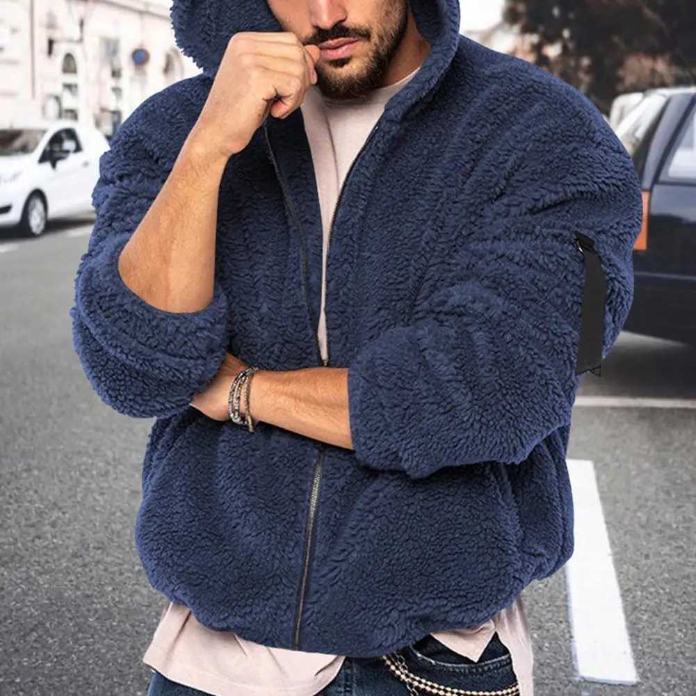 Thickened Plush Mens Jackets Lamb Cashmere Warm Coat Loose Double-sided Fleece Cardigan New Fall Winter American Unisex JacketXJ241206