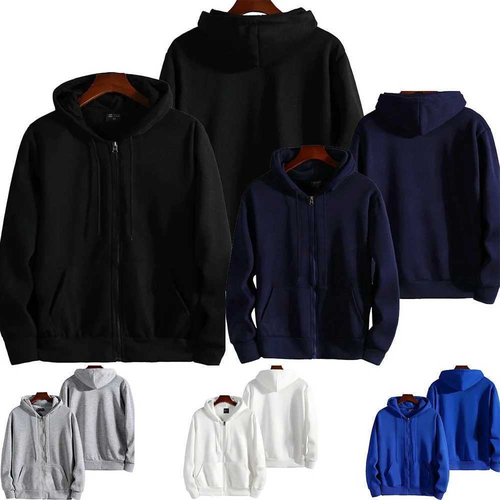 Fashion Zipper Hoodies Women/Men Fashion Long Sleeve Hooded Sweatshirt Casual Autumn Winter Sportwear Solid ClothesXJ241206