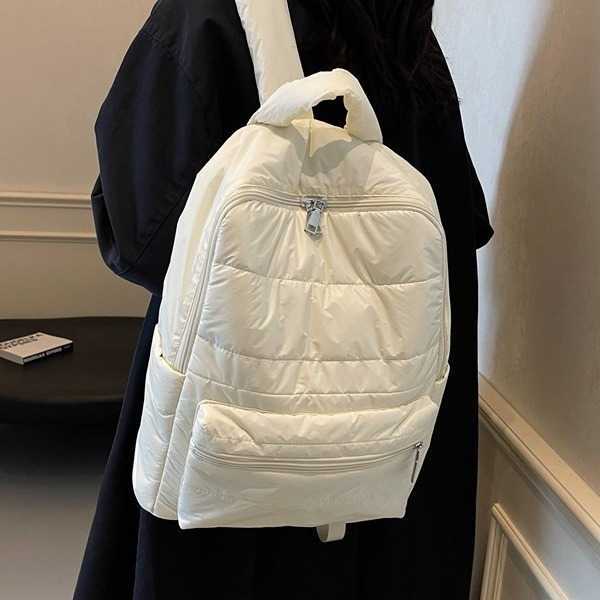 Autumn space cotton cotton clothing bag, fashionable, simple, casual, large capacity backpack, lightweight, versatile travel shoulder bag 241215