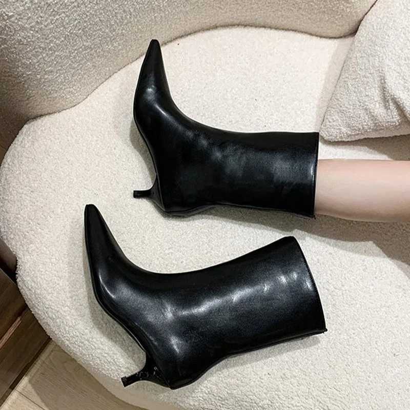 High Quality Pointed Toe Wen high boots designer Fi leather shoes new trend walking dress Eleglant motorcycle Botas Mujer T241206