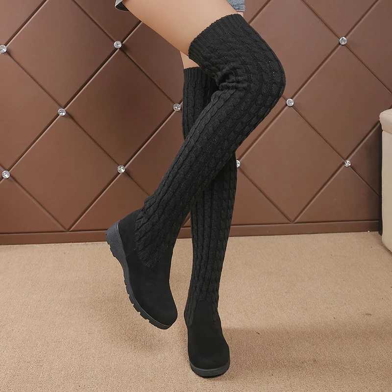 High Quality Sexy ultra-thin fit knee high boots warm in winter medium density fiber L.G. boots with slider stretch fabric thick high Botas T241206