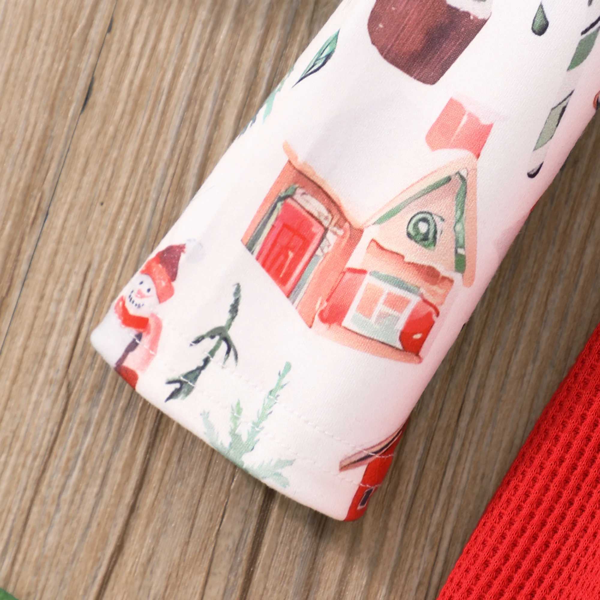 Splicing Waffle Pattern Flutter Trim Long Sleeve Dress Girls Spring Fall ChristmasXJ241206