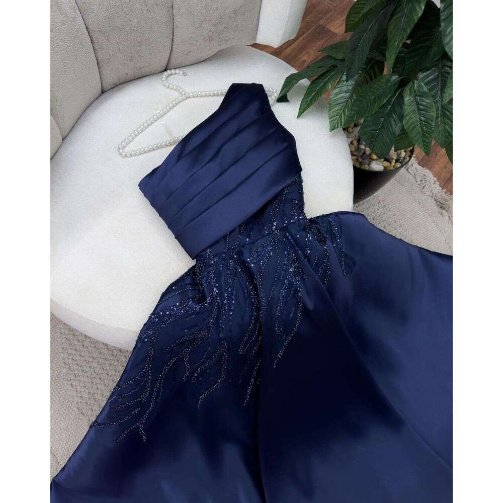 Customized One Shoulder Prom Sleeveless Pleated Beadings or Length Party Gowns Evening Dresses